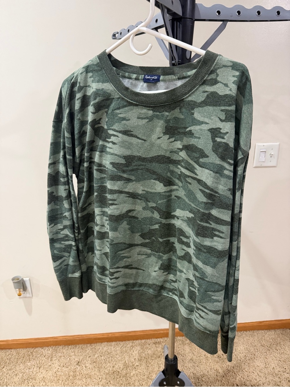 Splendid brand, women’s Green Camo Crewneck Sweater